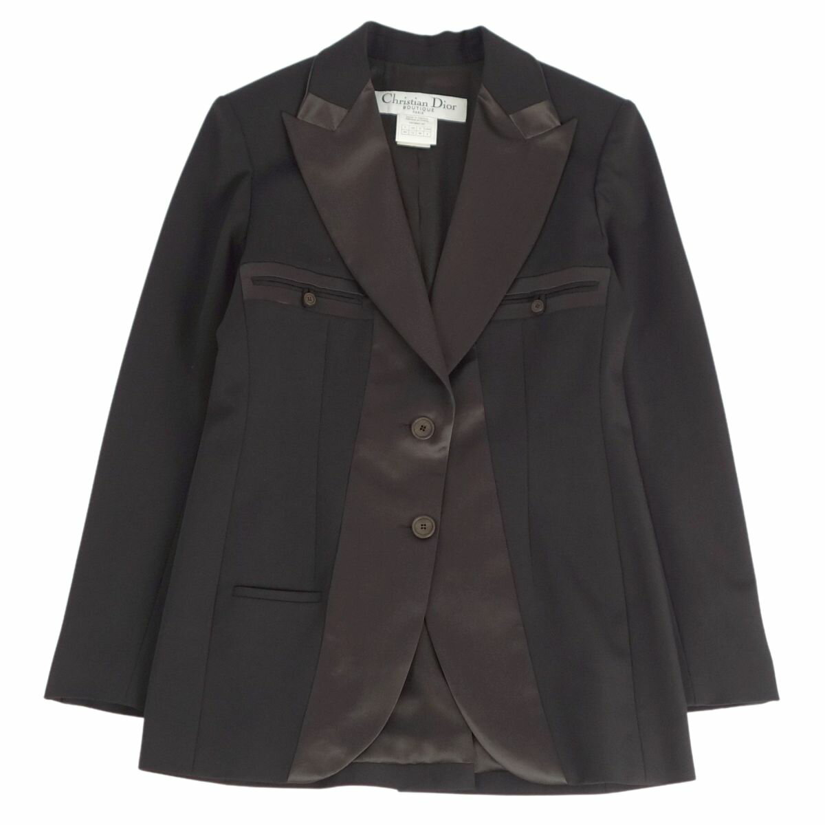 Rakuten - 【美品】クリスチャンディオール Christian Dior ジャケット ガリアーノ期 テーラード ラペルサテン レーヨン アウター レディース フランス製 40(M相当) ブラウン/カーキ【中古】