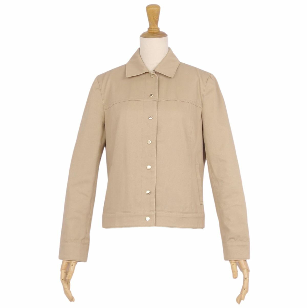 【美品】バーバリー ブルーレーベル BURBERRY BLUE LABEL ジャケット 裏チェック スナップボタン コットン アウター レディース 38(M相当) ベージュ【中古】