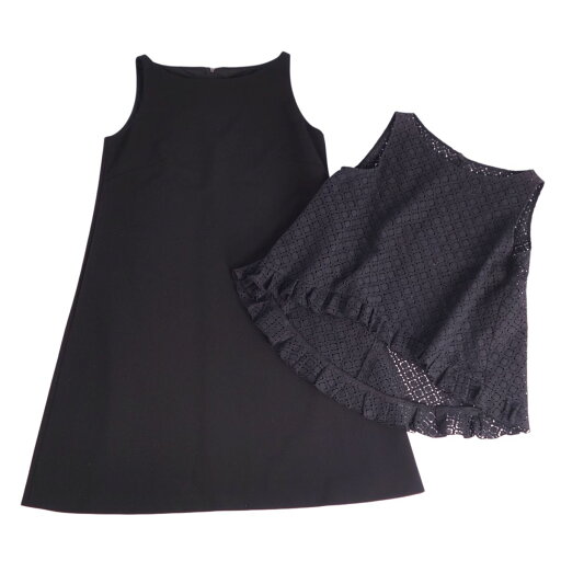 【美品】フォクシー ニューヨーク FOXEY NEW YORK ワンピース 2way ドレス ノースリーブ ジャージー トップス レディース 38(M相当) ブラック【中古】