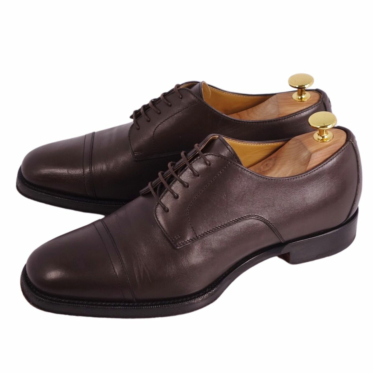 【美品】エルメス HERMES 2021年 レザーシューズ ダービーシューズ ビジネスシューズ カーフレザー シューズ 革靴 メンズ 40(25cm相当) ブラウン【中古】