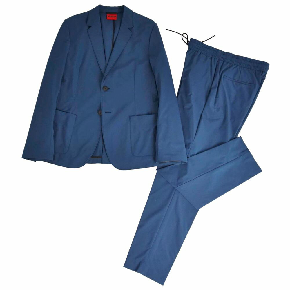 Rakuten - 【新古品】ヒューゴボス HUGO BOSS セットアップ スーツ シングル ポリエステル ジャケット パンツ メンズ 48 ブルー【中古】