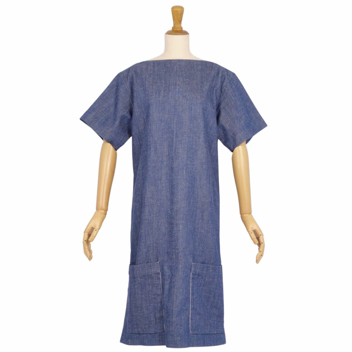 【美品】セリーヌ CELINE ワンピース フィービー期 ショートスリーブ 半袖 デニム トップス レディース フランス製 36(S相当) インディゴブルー【中古】