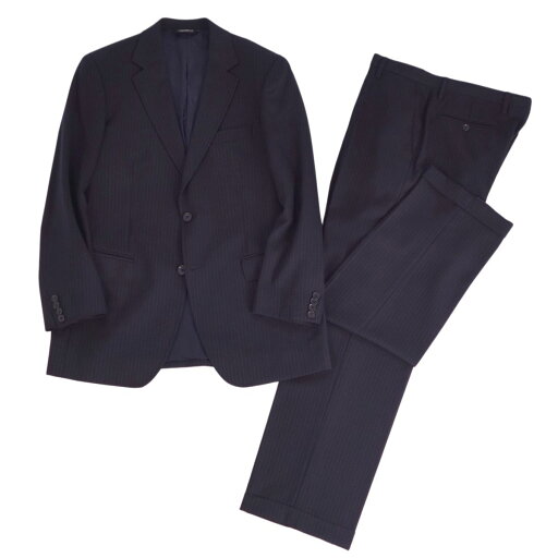 【美品】ドルチェ&ガッバーナ DOLCE&GABBANA セットアップ スーツ シングル ストライプ ウール ジャケット パンツ メンズ イタリア製 48(M相当) ネイビー【中古】 【美品】ドルチェ&ガッバーナ DOLCE&GABBANA セットアップ スーツ シングル ストライプ ウール ジャケット パンツ メンズ イタリア製 48(M相当) ネイビー【中古】