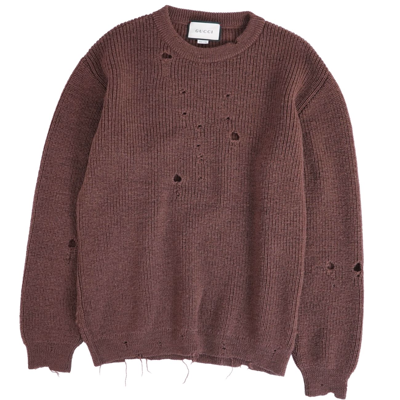 Rakuten - 【極美品】グッチ GUCCI ニット 20AW セーター ロングスリーブ 長袖 ウール トップス メンズ イタリア製 M ブラウン【中古】