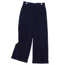 【美品】エルメス HERMES パンツ 23SS ロングパンツ ワイドパンツ セリエボタン コットン ボトムス レディース 36(S相当) ネイビー【中古】