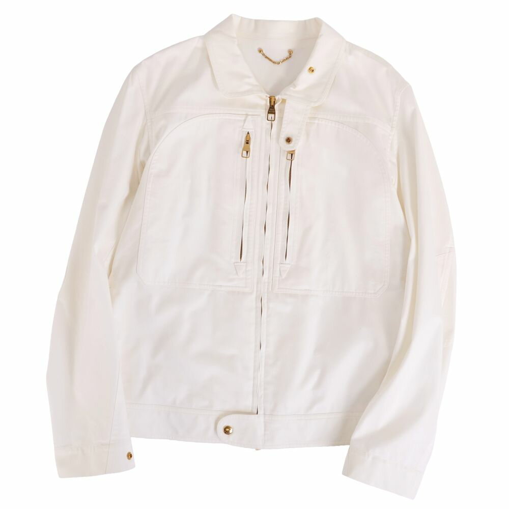 Rakuten - 【美品】ルイヴィトン LOUIS VUITTON ジャケット ブルゾン ジップアップ コットン アウター メンズ イタリア製 52 ホワイト【中古】