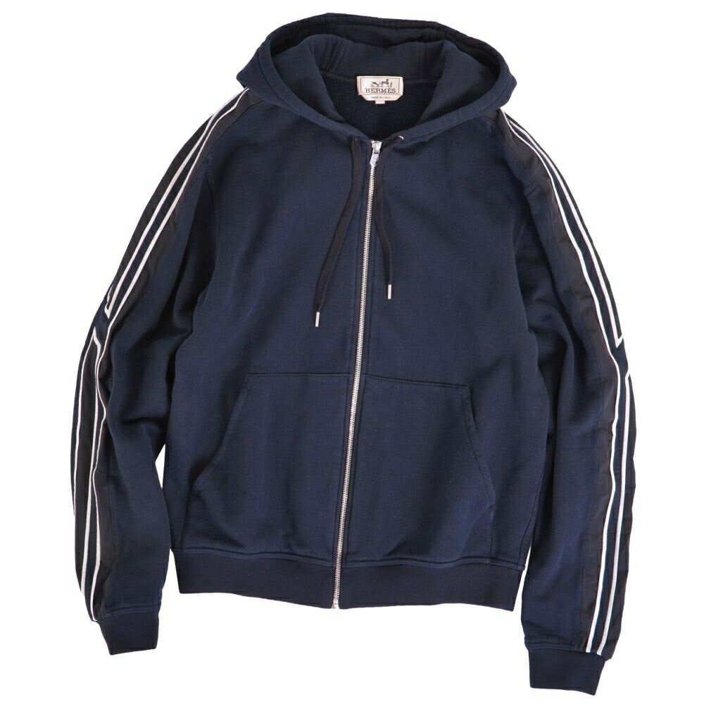 樂天商城 - 【美品】エルメス HERMES パーカー 24SS ランH RUN H フーディー スウェット ジップアップ コットン トップス メンズ イタリア製 S ネイビー【中古】