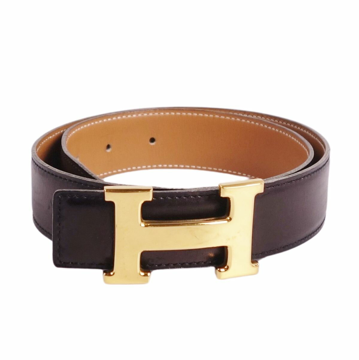 【美品】Vintage エルメス HERMES 95年 ベルト レザーベルト リバーシブル Hロゴ コンスタンス レディース フランス製 65 ブラック【中古】のサムネイル