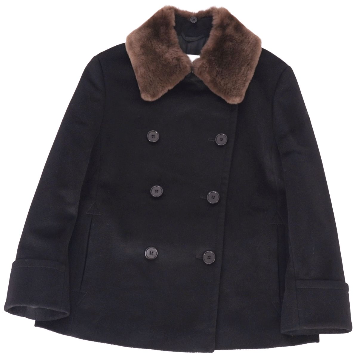 Rakuten - 【美品】マックスマーラ Max Mara ジャケット ダブルブレスト キャメルヘアー100％ ヌートリアファー アウター レディース JI40 USA6 GB8(M相当) ブラック【中古】