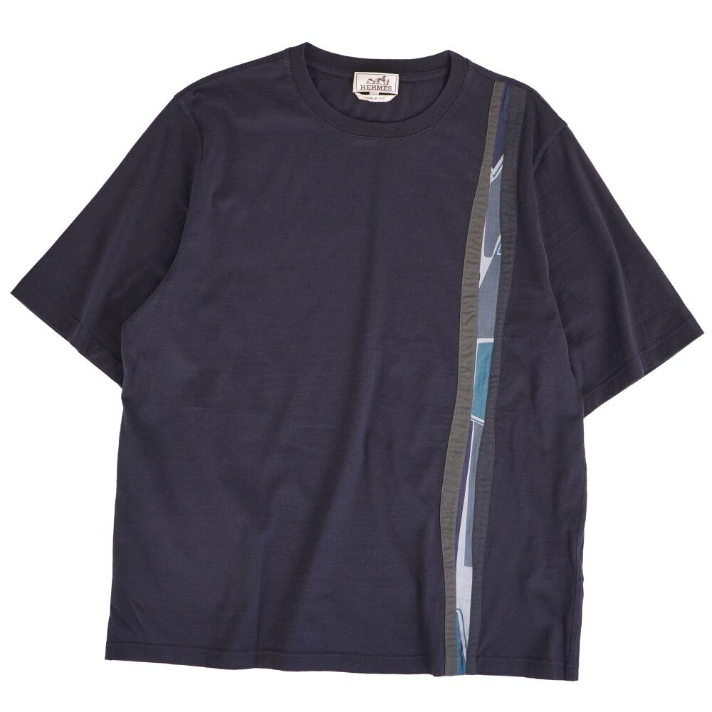 Rakuten - 【美品】エルメス HERMES Tシャツ 24SS オンデ コロレ カットソー ショートスリーブ 半袖 コットン トップス メンズ イタリア製 M ネイビー【中古】