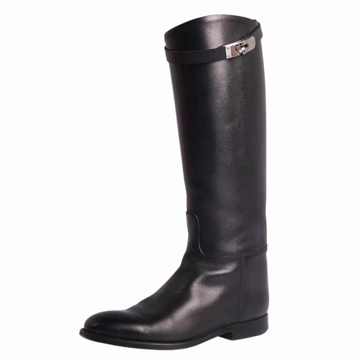 【美品】エルメス HERMES ブーツ ロングブーツ ジャンピングブーツ ケリー金具 レザー シューズ レディース 37(24cm相当) ブラック【中古】のサムネイル
