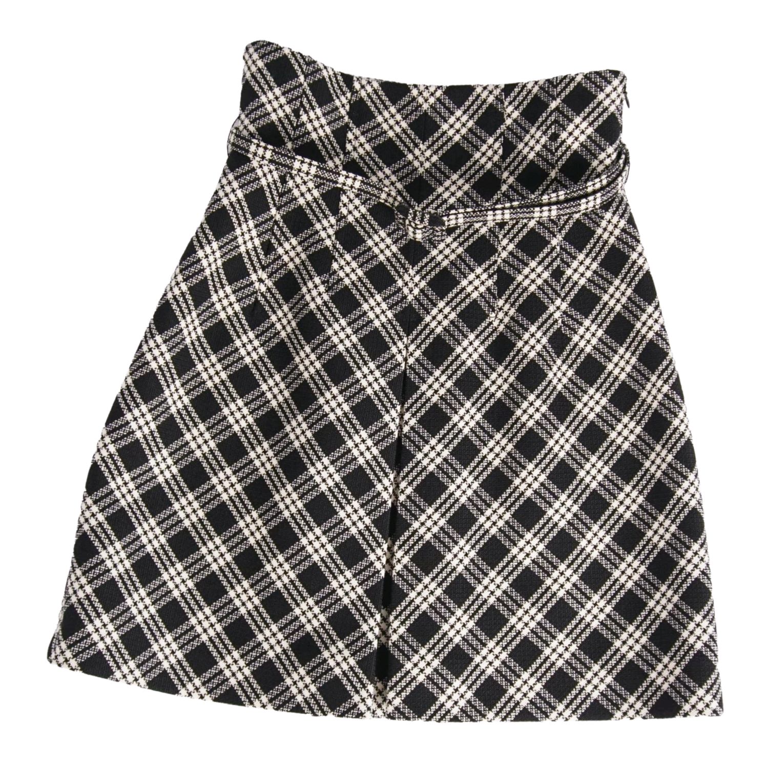 Rakuten - 【極美品】クリスチャンディオール Christian Dior 22AW ランウェイ着 ボックスプリーツ スカート 台形スカート チェック柄 ウール ボトムス レディース F34 USA2 I38(XS相当) ブラック/ホワイト【中古】