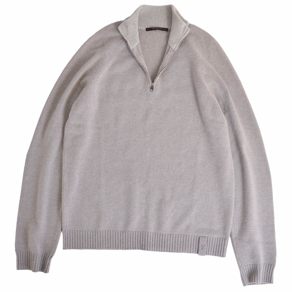 Rakuten - 【美品】ルイヴィトン LOUIS VUITTON ニット セーター ハーフジップ カシミヤ トップス メンズ イタリア製 L グレー【中古】