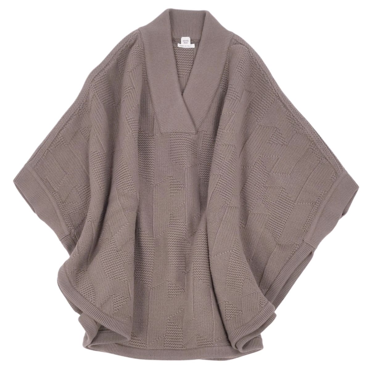 【新古品】エルメス HERMES 23AW ニット ポンチョ ケープ プルオーバー Hパターン ウール アウター レディース 38(M相当) カーキ【中古】のサムネイル