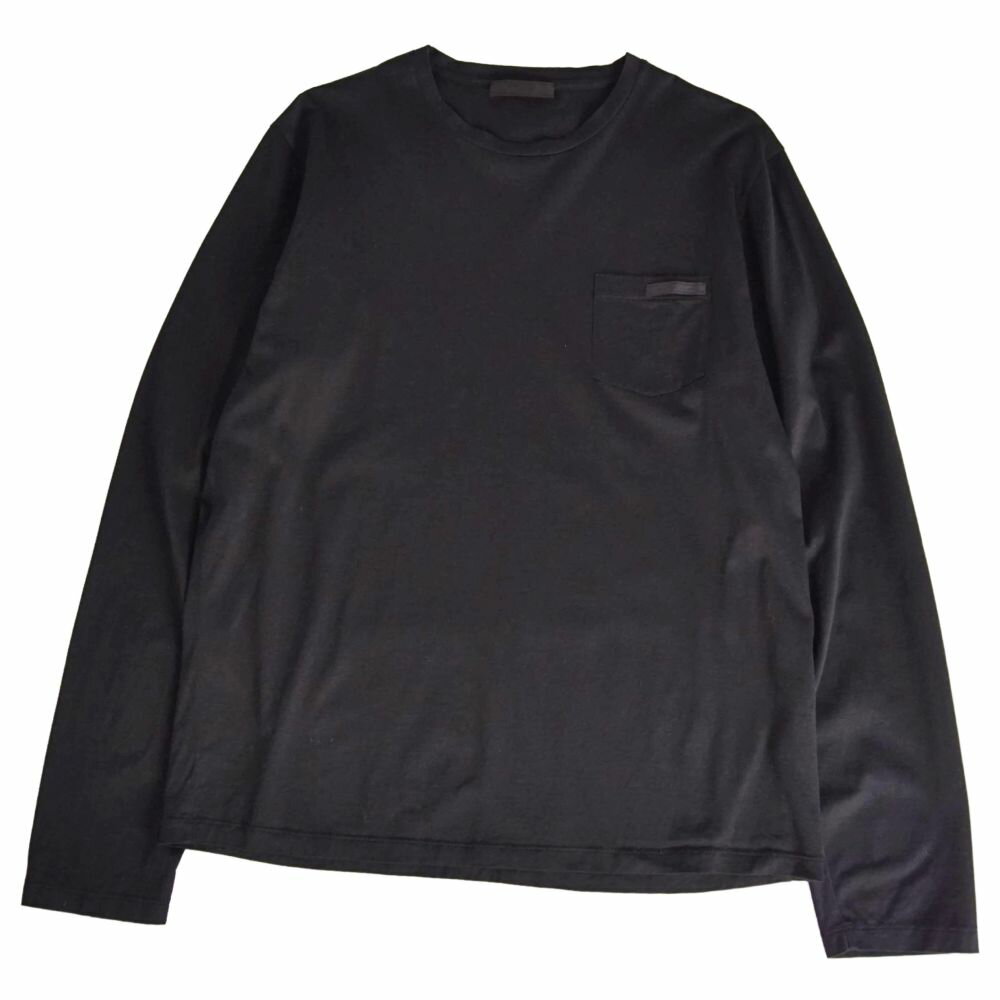 Rakuten - 【美品】プラダ PRADA Tシャツ 2019 カットソー ロングスリーブ 長袖 コットン トップス メンズ L ブラック【中古】