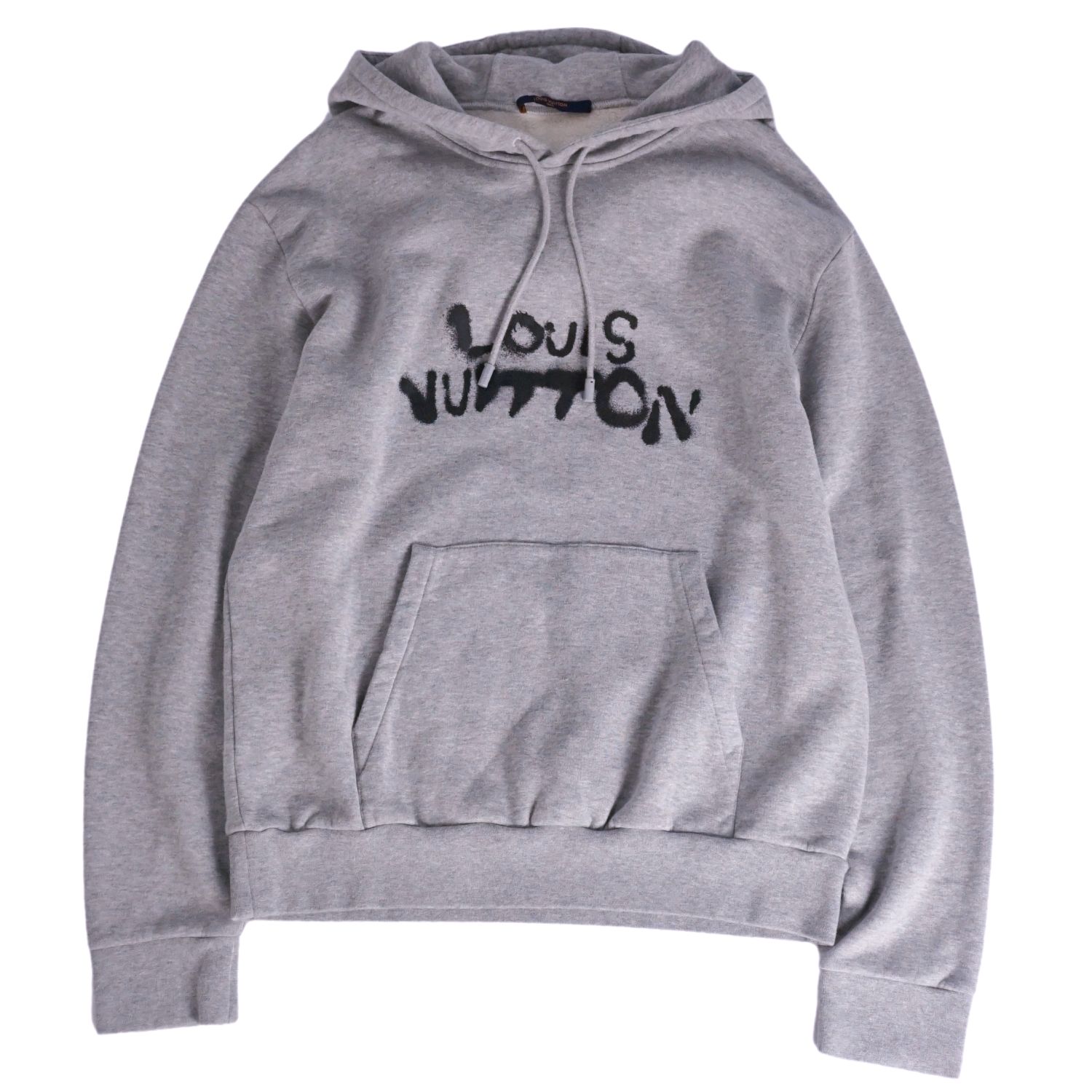 美品 Louis Vuitton ダークグレー パーカー L LOUIS VUITTON（ルイ・ヴィトン） パーカー LVロゴ ニットプルオーバー