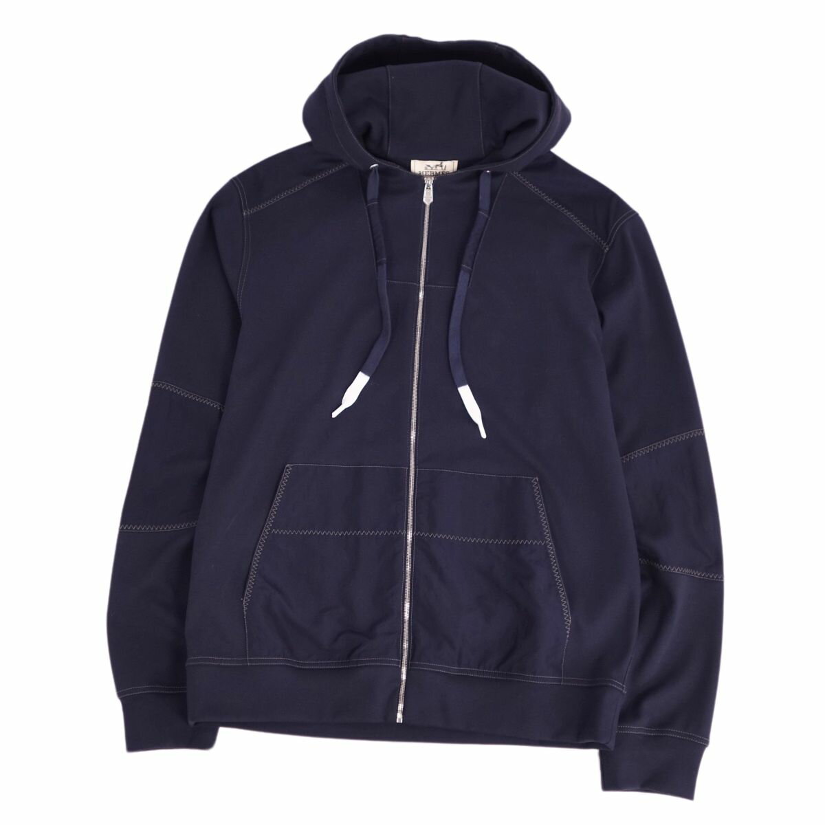 【新品同様】エルメス HERMES スウェット パーカー 22SS ヴォワルH ジップアップ ナイロン切替 アウター メンズ S ネイビー【中古】のサムネイル