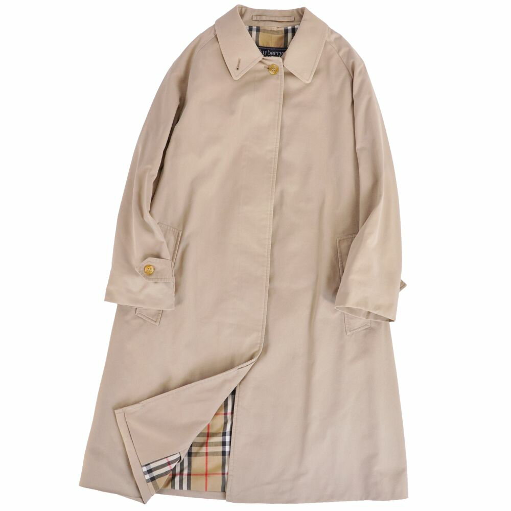 【美品】Vintage バーバリー Burberrys コート 英国製 ステンカラーコート バルマカーンコート コットン アウター レディース 12(XL相当) ベージュ【中古】