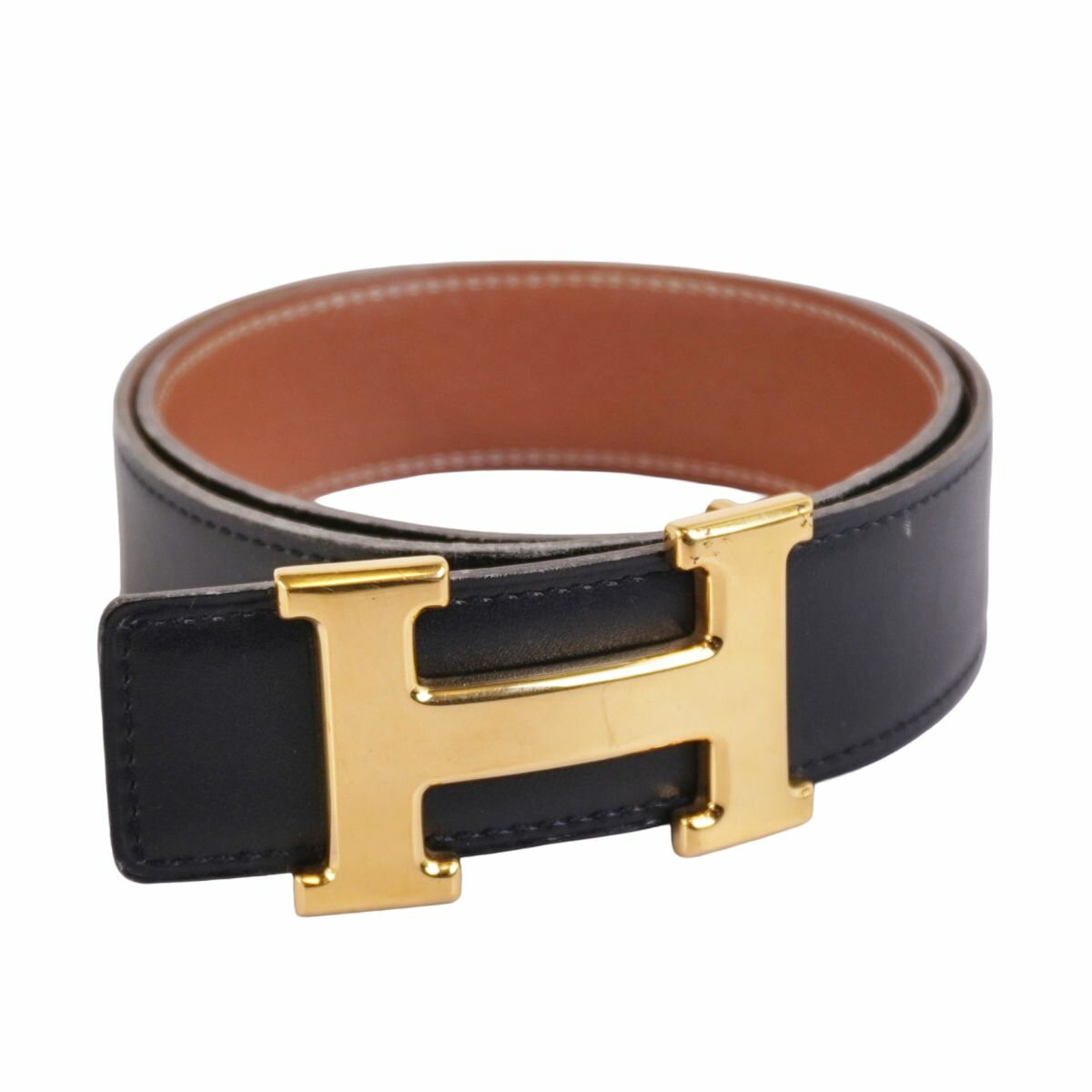 【美品】エルメス HERMES Vintage 1997 ベルト レザーベルト コンスタンス Hロゴ ゴールドバックル リバーシブル レザー 本革 フランス製 レディース 65 キャメルブラウン/ブラック【中古】