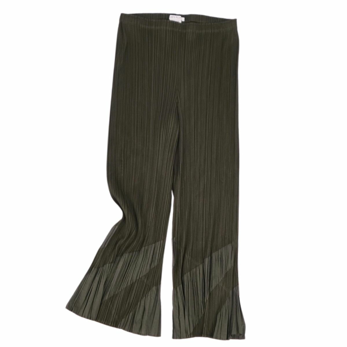 【美品】プリーツプリーズ イッセイミヤケ PLEATS PLEASE パンツ ワイドパンツ プリーツ ボトムス レディース 5(XXL相当) カーキグリーン【中古】