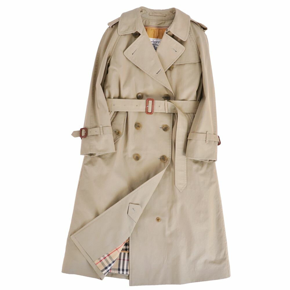 【美品】Vintage バーバリー Burberrys コート ライナー付き トレンチコート コットン100% アウター レディース 7AB2(S相当) ベージュカーキ【中古】