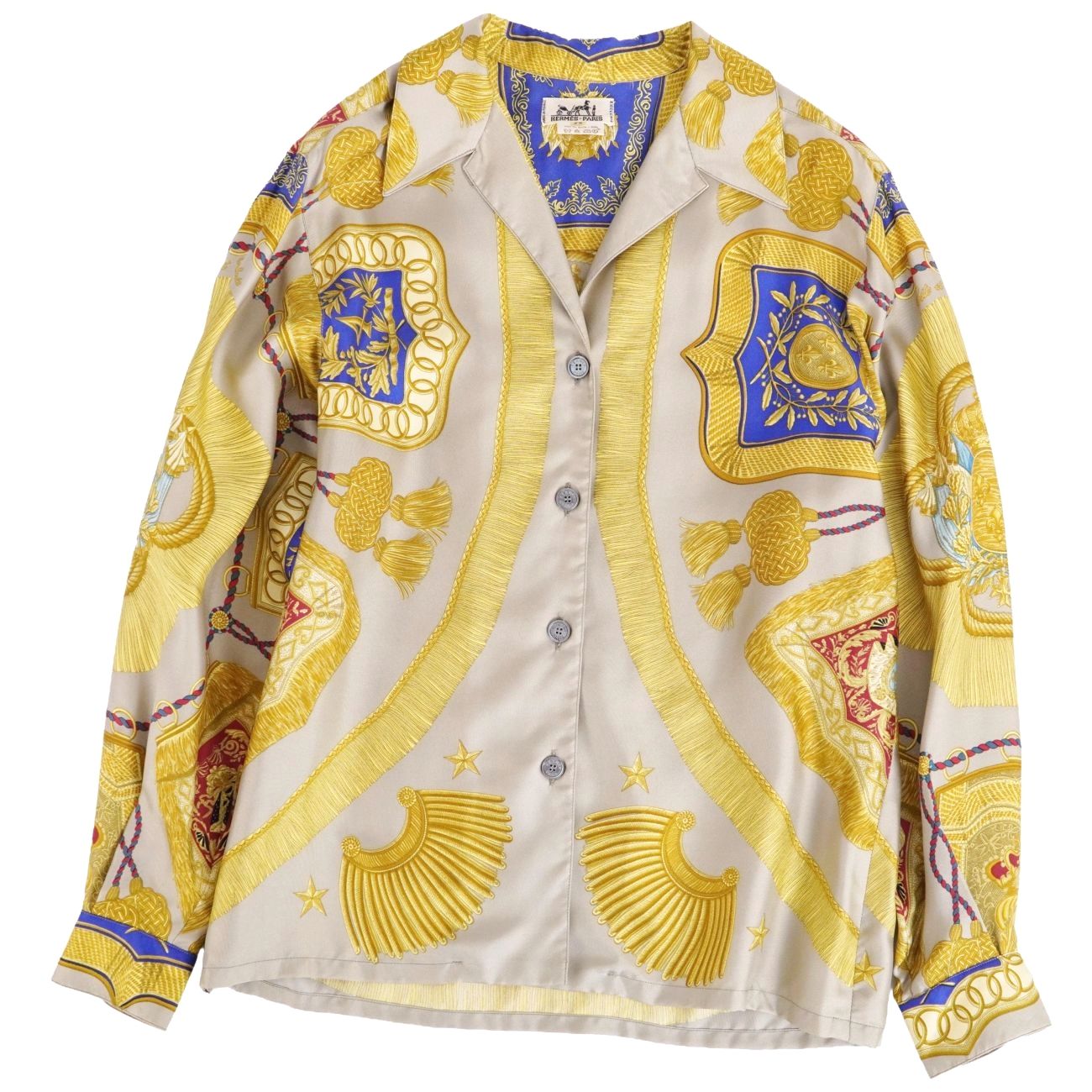 Rakuten - 【美品】Vintage エルメス HERMES シャツ ブラウス ロングスリーブ 長袖 総柄 シルク トップス レディース フランス製 38(M相当) マルチカラー【中古】