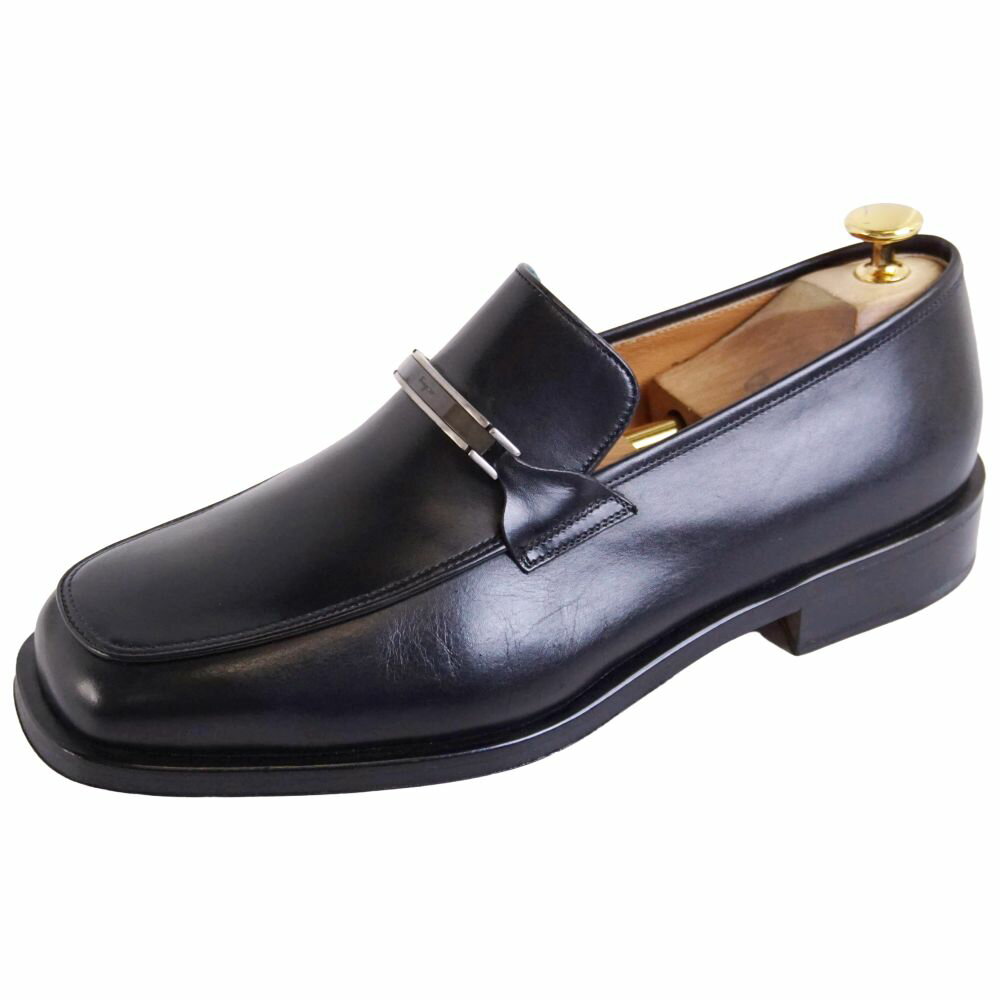 Rakuten - 【新品同様】サルヴァトーレ フェラガモ Salvatore Ferragamo ローファー モカシン ビジネスシューズ 革靴 メンズ イタリア製 9EEE(27cm相当) ブラック【中古】