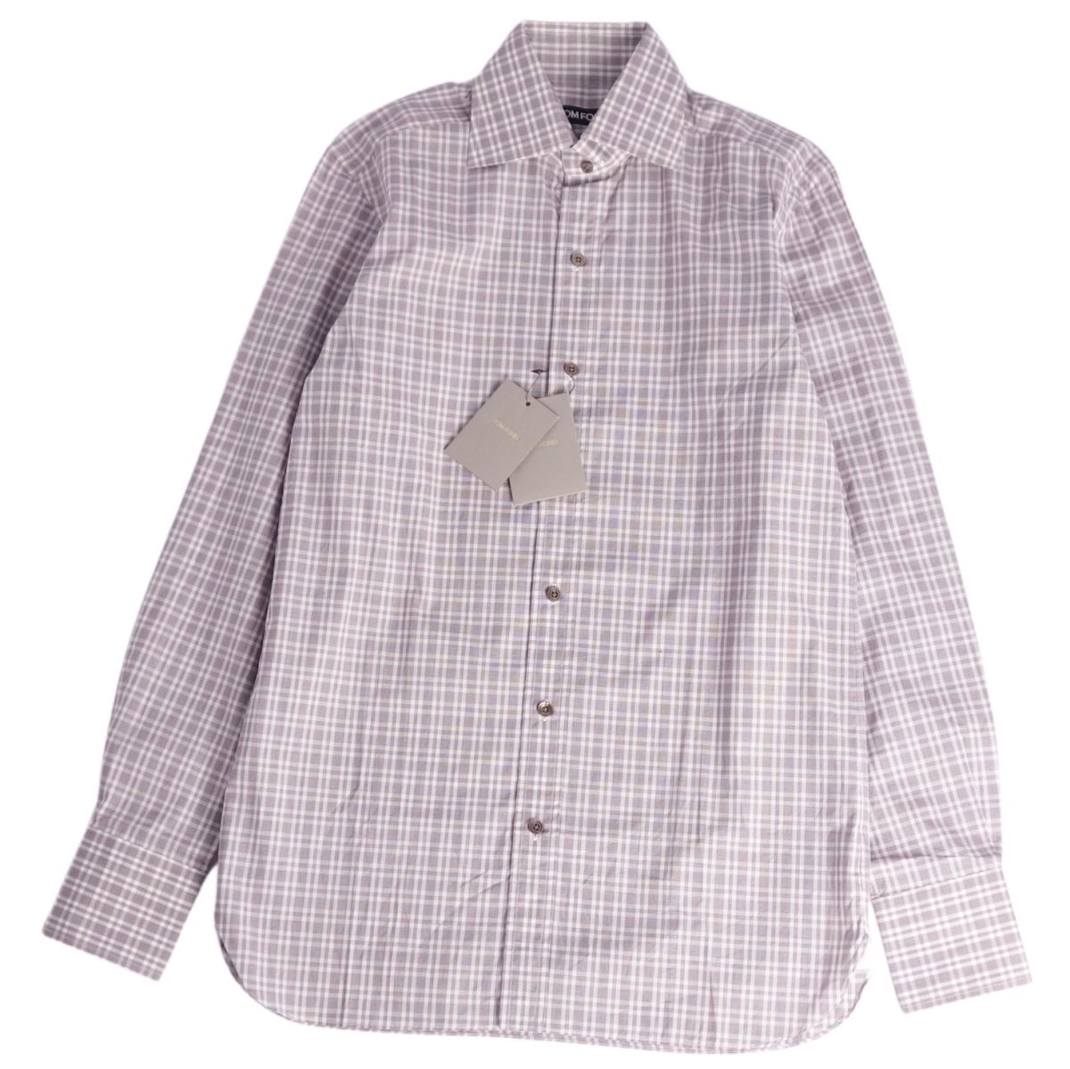 TOM FORD 長袖チェックシャツ グレー 中古・古着通販】TOM FORD (トムフォード) チェックシャツ