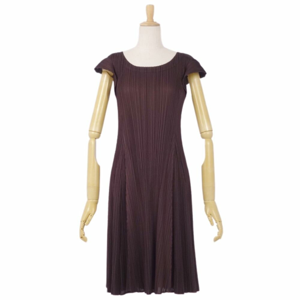極美品 プリーツプリーズ ロングワンピース Aライン ノースリーブ スリット