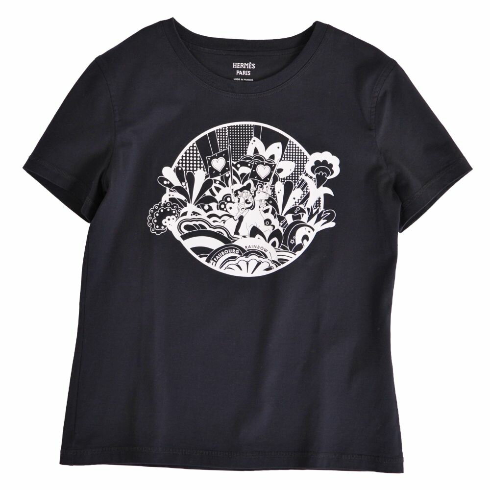 Rakuten - 【美品】エルメス HERMES Tシャツ 22SS カットソー ショートスリーブ 半袖 コットン トップス レディース フランス製 36(S相当) ブラック【中古】