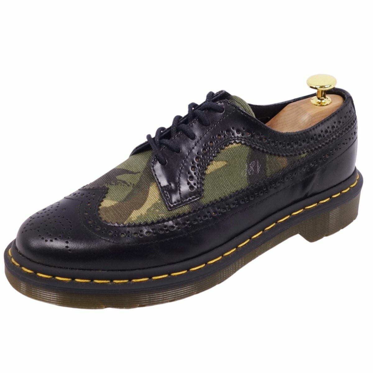 【美品】ドクターマーチン Dr.Martens レザーシューズ ウィングチップ ダービーシューズ レースアップ 3989 レザー キャンバス 迷彩柄 シューズ ...
