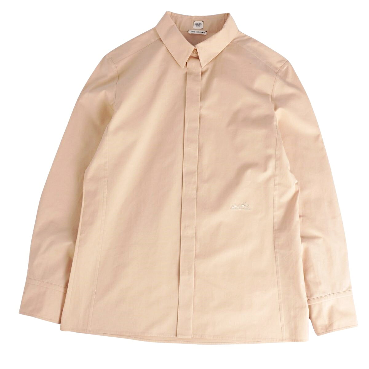 Rakuten - 【美品】エルメス HERMES シャツ 23SS ブラウス ロングスリーブ 長袖 コットン トップス レディース フランス製 36(S相当) ベージュ【中古】