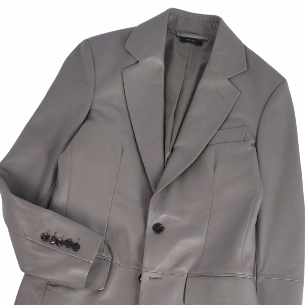 【極美品】トムフォード TOM FORD ジャケット レザージャケット ラムレザー アウター メンズ イタリア製 46 グレー【中古】