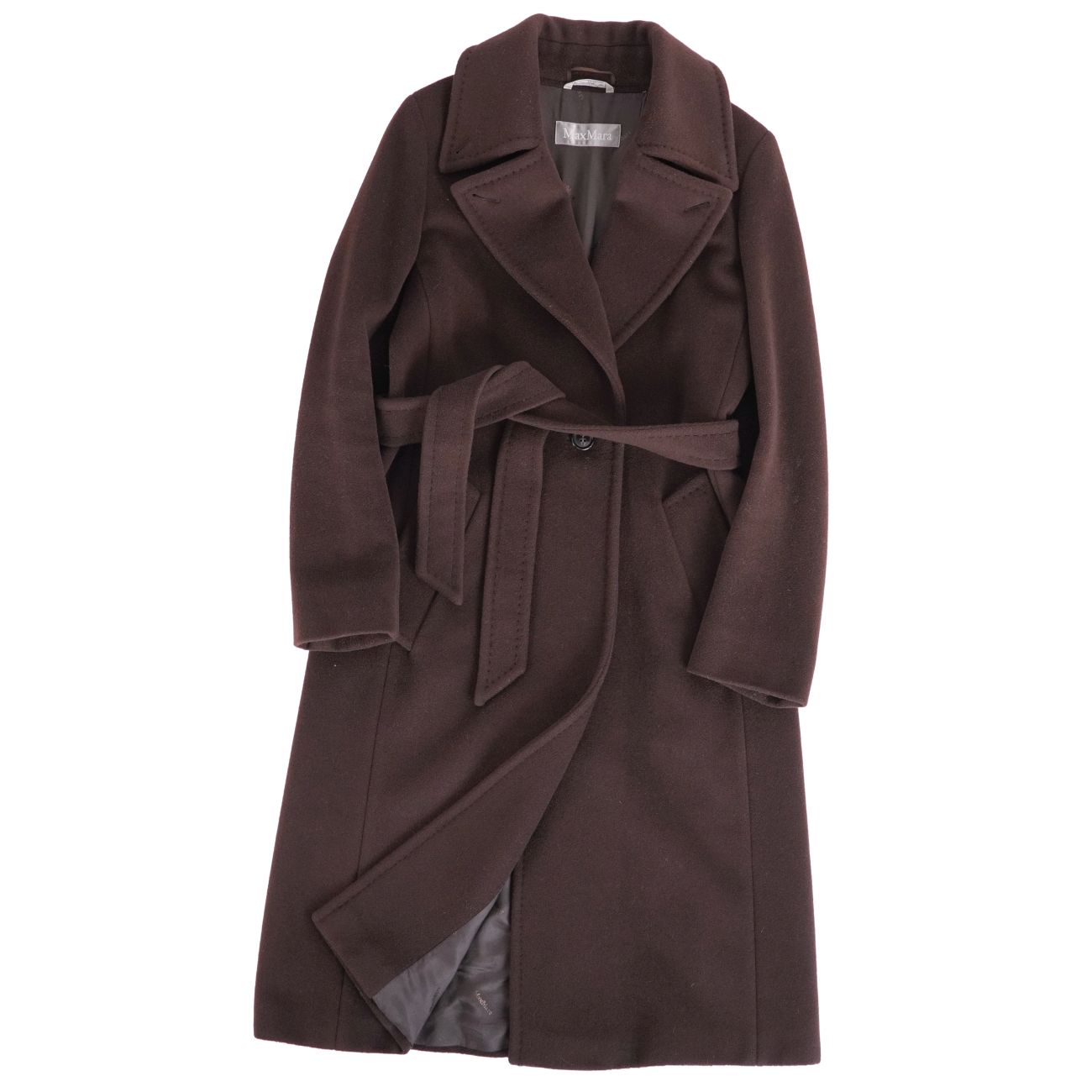 樂天商城 - 【美品】マックスマーラ Max Mara コート ベルト付き ロングコート ウール アウター レディース イタリア製 JI40 USA6 GB8(M相当) ブラウン【中古】