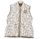 【新品同様】エルメス HERMES 23AW ベルト ジレ ダウンベスト ジップアップ 刺繍パッチ 総柄 アウター レディース 40(M相当) マルチカラー【中古】