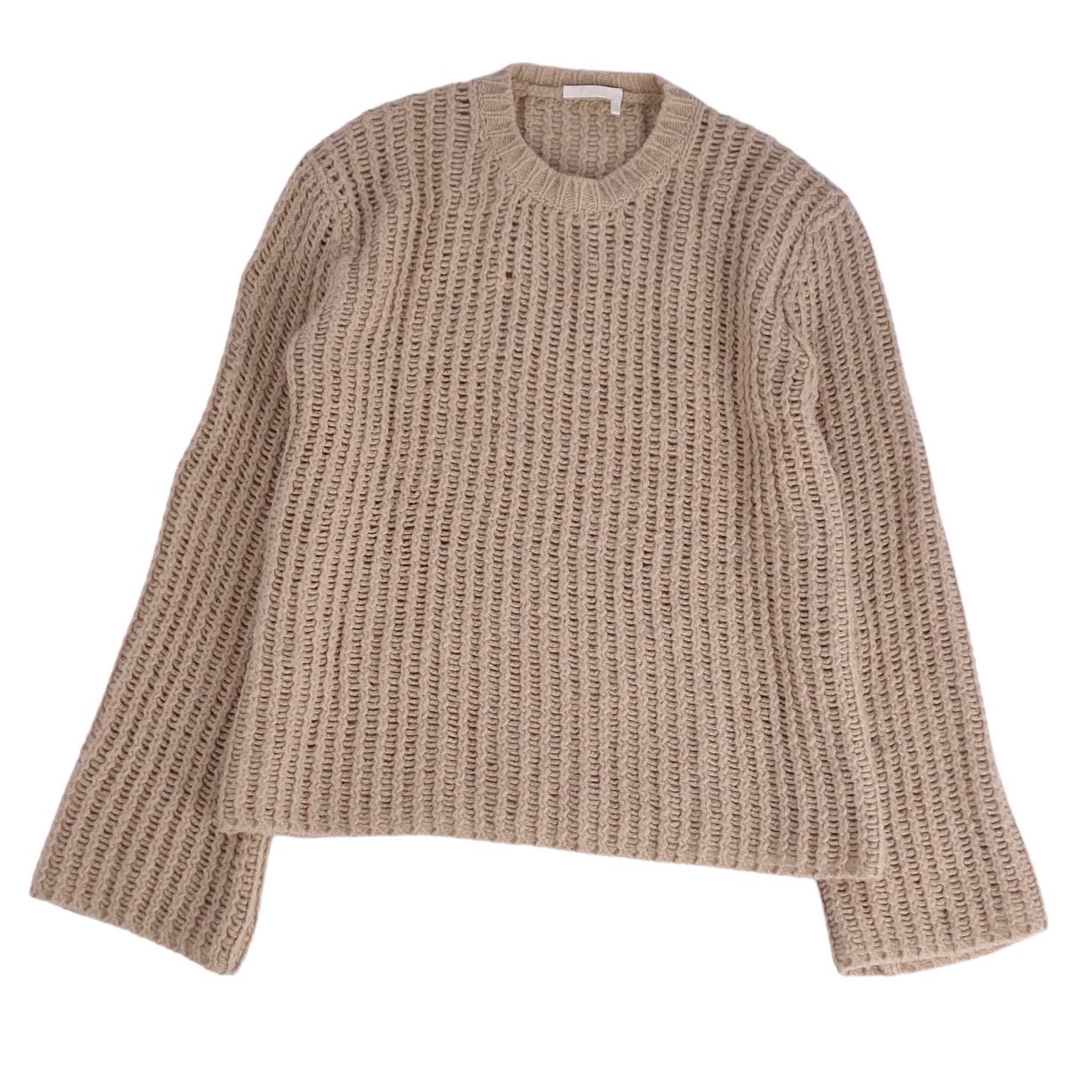 Rakuten - 【美品】クロエ Chloe ニット 2023 セーター ロングスリーブ 長袖 ウール シルク カシミヤ トップス レディース S ベージュ【中古】