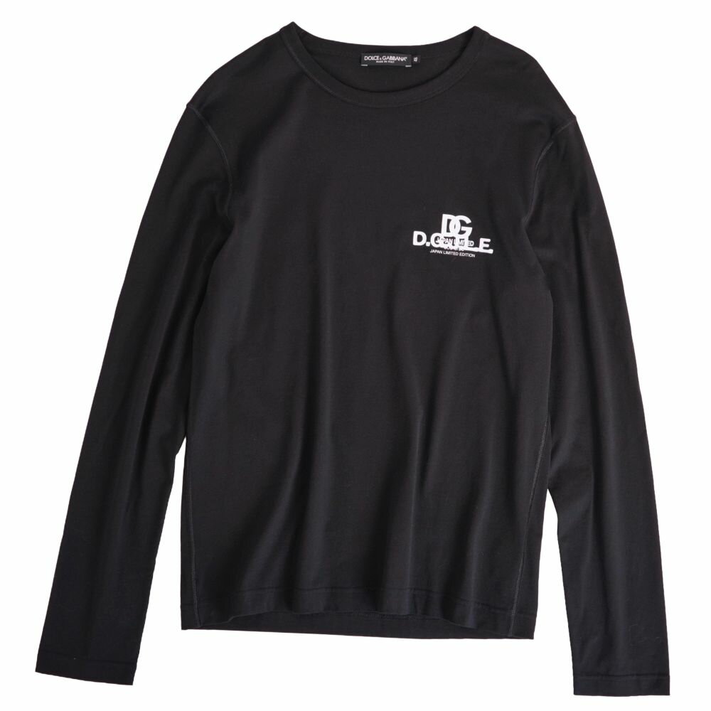 Rakuten - 【美品】ドルチェ&ガッバーナ DOLCE&GABBANA Tシャツ カットソー ロングスリーブ 長袖 コットン トップス メンズ イタリア製 48(M相当) ブラック【中古】