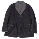 【美品】ジョルジオアルマーニ GIORGIO ARMANI ジャケット レザージャケット テーラード ラムレザー アウター メンズ 52(L相当) ブラック【中古】