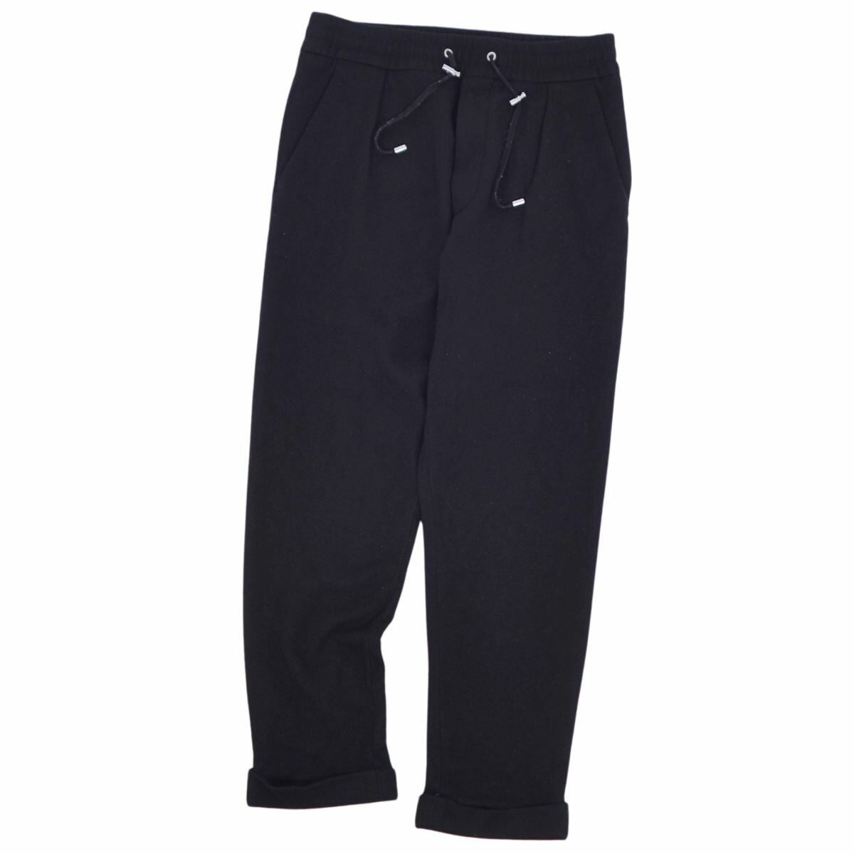 【美品】バルマン BALMAIN パンツ ロングパンツ イージーパンツ ウール カシミヤ ジャージー 無地 ボトムス メンズ 44(S相当) ブラック【中古】