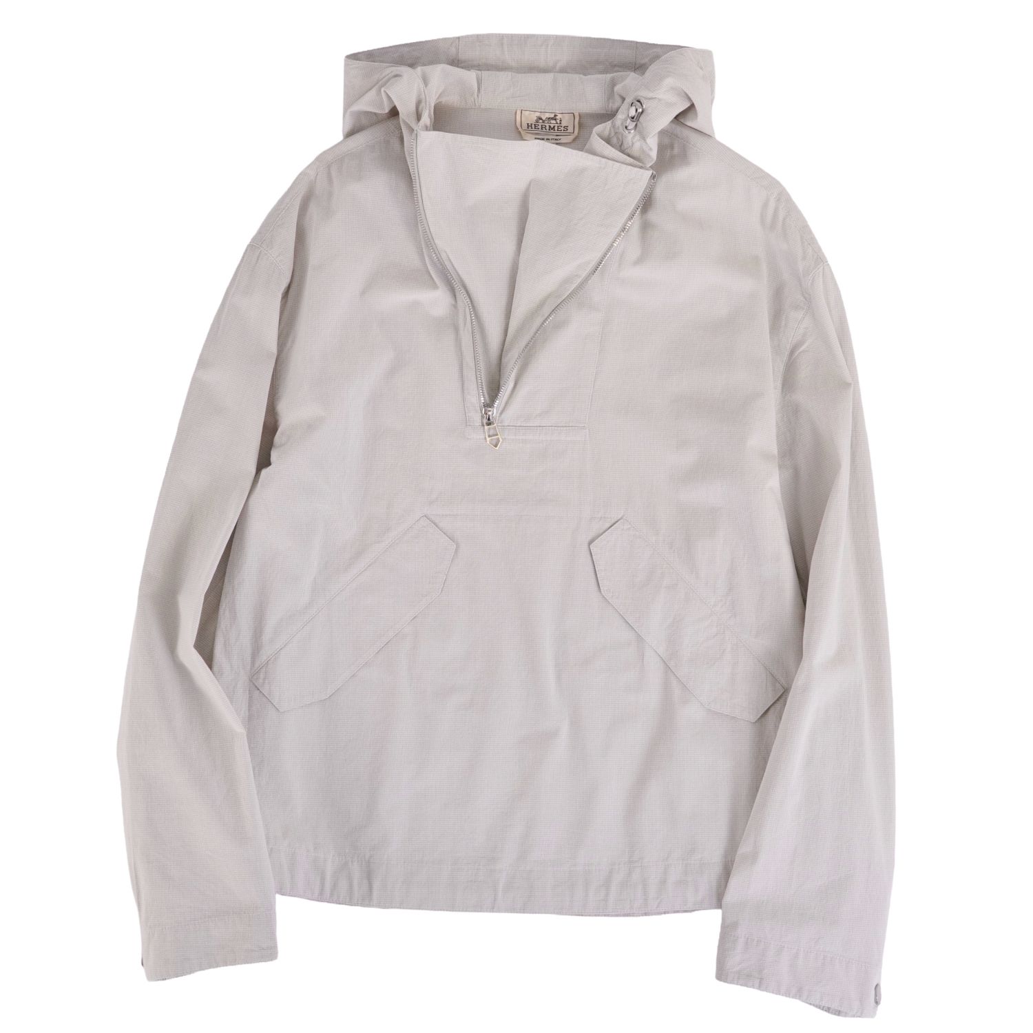 樂天商城 - 【極美品】エルメス HERMES 24SS シャツ パーカー プルオーバー ハーフジップ コットン トップス メンズ 46(S相当) ライトグレー【中古】