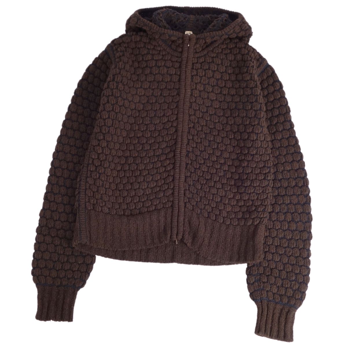 【美品】エルメス HERMES パーカー ゴルチエ期 フーディー ニット カシミヤ コットン トップス レディース イタリア製 36(S相当) ブラウン【中古】