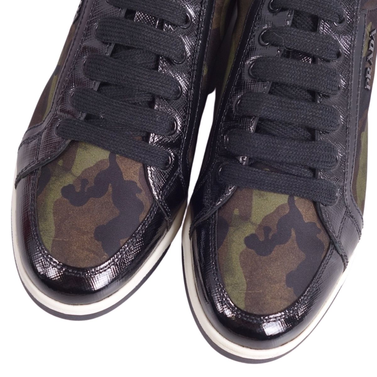 【美品】プラダ スポーツ PRADA SPORT スニーカー ローカット レースアップ 迷彩柄...