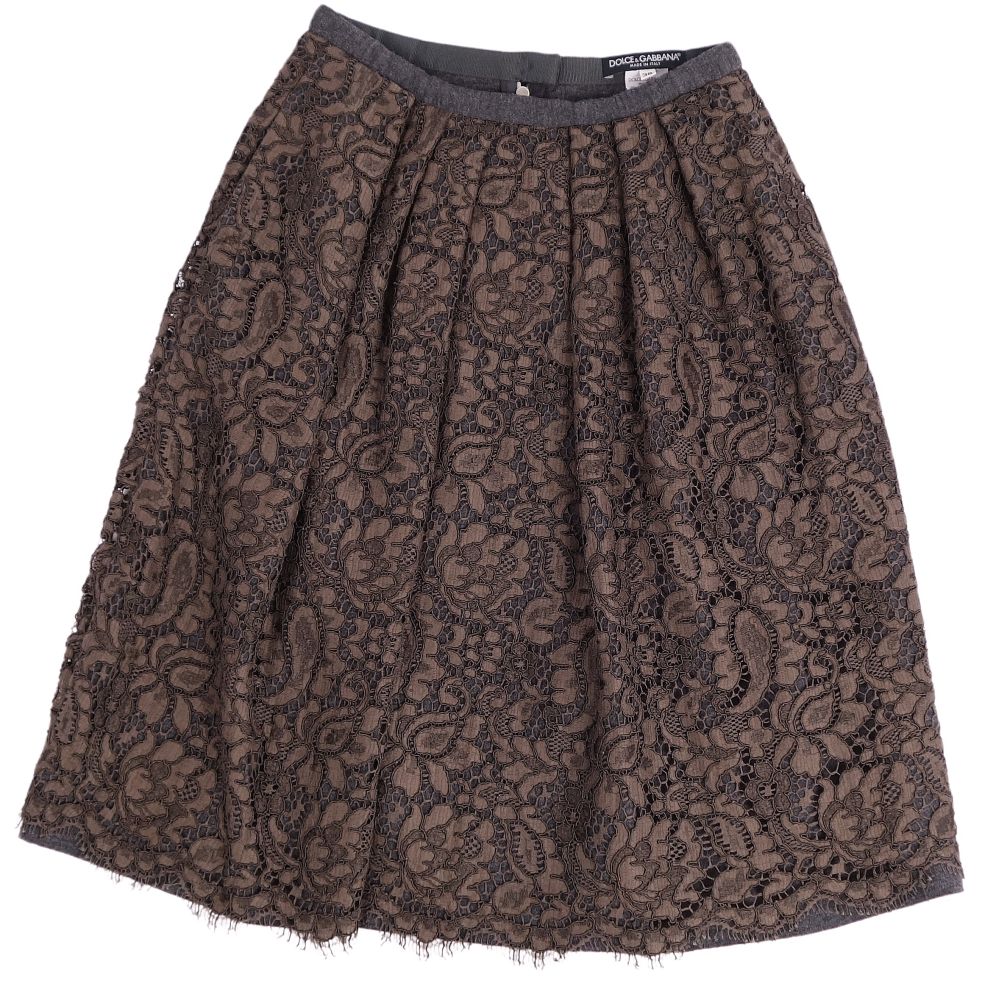 Rakuten - 【美品】ドルチェ&ガッバーナ DOLCE&GABBANA スカート 総レース コットン ボトムス レディース イタリア製 36(S相当) ブラウン/グレー【中古】