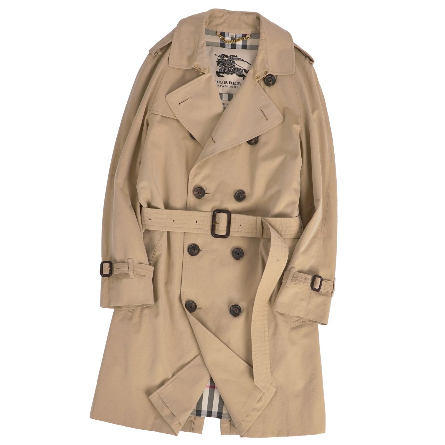 バーバリー BURBERRY THE WILTSHIRE ウィルトシャー コート トレンチコート 裏チェック 英国製 アウター メンズ 44(XS相当) ベージュ