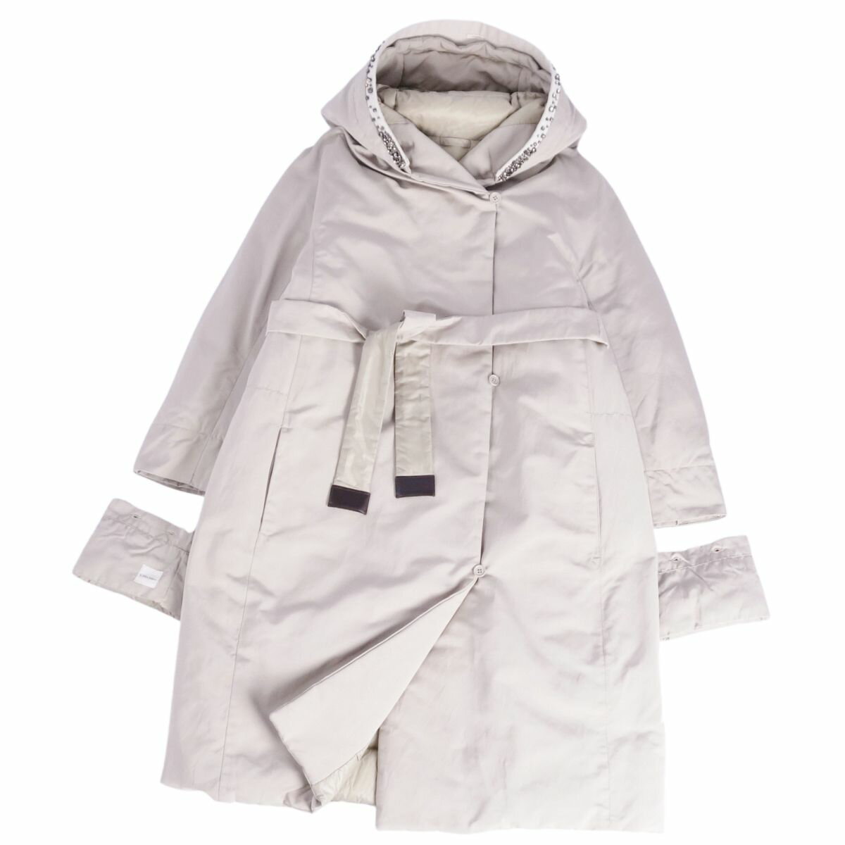 樂天商城 - 【美品】エスマックスマーラ S Max Mara コート ダウンコート リバーシブル フード付き ビジュー アウター レディース JI42 USA8 FB40(M相当) グレージュ【中古】