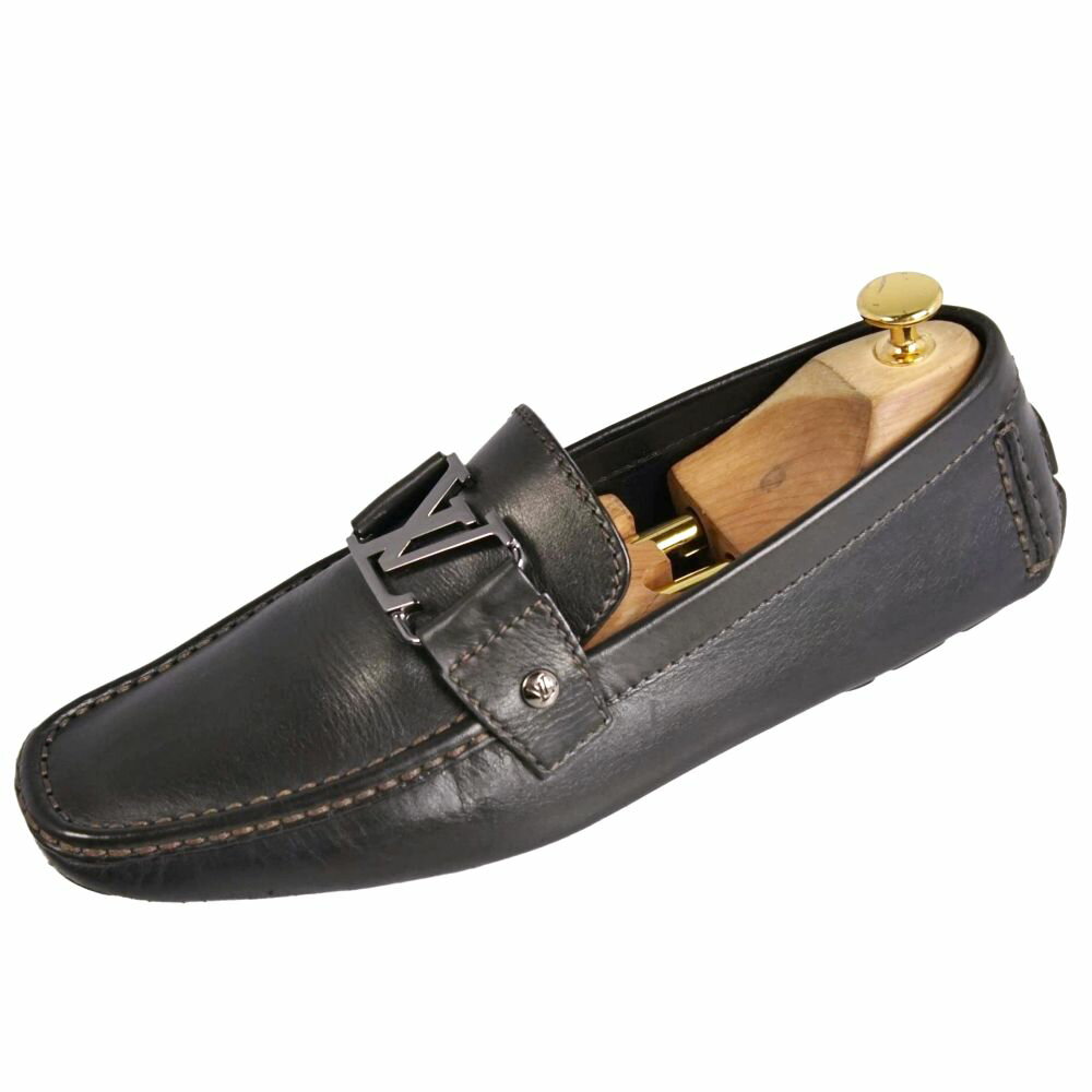 【美品】ルイヴィトン LOUIS VUITTON ローファー モンテカルロ ドライビングシューズ LV金具 レザー シューズ 靴 メンズ イタリア製 8(27cm相当) ブラック【中古】