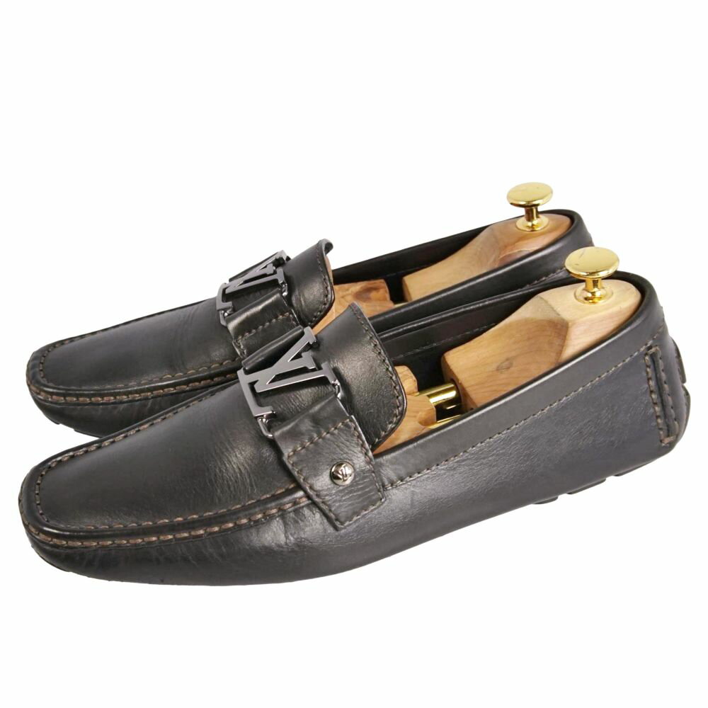 【美品】ルイヴィトン LOUIS VUITTON ローファー モンテカルロ ドライビングシューズ LV金具 レザー シューズ 靴 メンズ イタリア製 8(27cm相当) ブラック【中古】