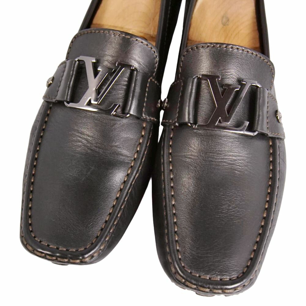 【美品】ルイヴィトン LOUIS VUITTON ローファー モンテカルロ ドライビングシューズ LV金具 レザー シューズ 靴 メンズ イタリア製 8(27cm相当) ブラック【中古】
