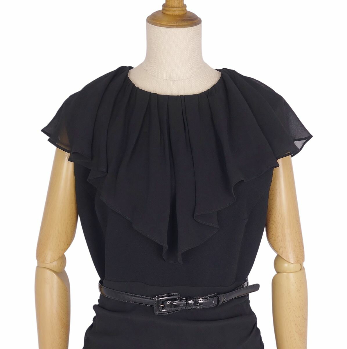 【美品】マックスマーラ ピアノフォルテ Max Mara ワンピース ドレス ノースリーブ タイト 無地 トップス レディース JI42 USA8 FB40(M相当) ブラック【中古】