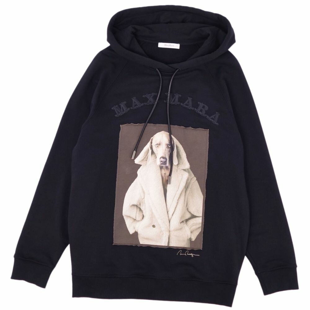 【美品】マックスマーラ Max Mara パーカー LILLO フーディー プルオーバー ロゴ コットン トップス レディース S ブラック【中古】のサムネイル